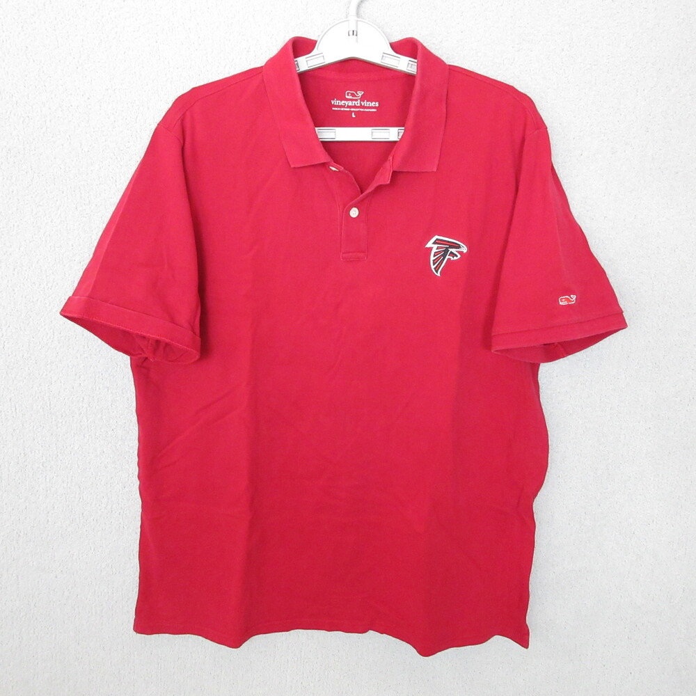 Vineyard Vines Mens Polo Shirt Size L Red Atlanta Falcons NFL Preppy Gameday